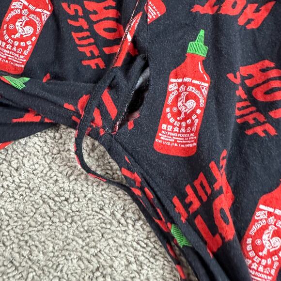 Srircha Hot Sauce Pajamas Mens Extra Large Black Red AOP Lounge Pants FLAW - Picture 4 of 13